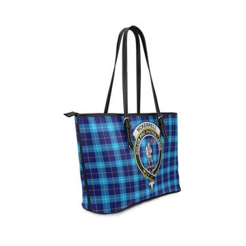 McKerrell Tartan Leather Tote Bag with Family Crest - Tartan Vibes Clothing