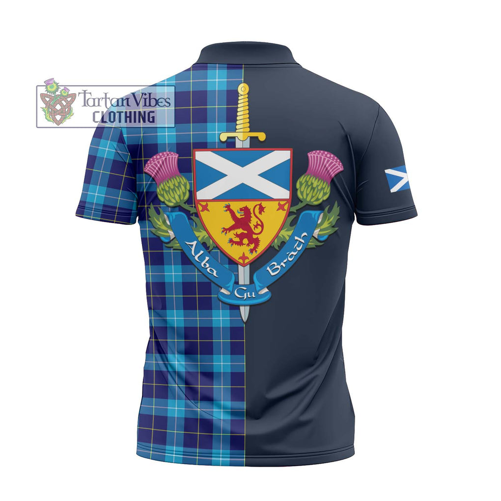 McKerrell Tartan Zipper Polo Shirt Alba with Scottish Lion Royal Arm Half Style - Tartan Vibes Clothing