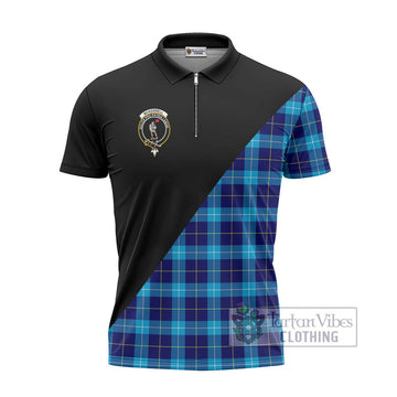 McKerrell Tartan Zipper Polo Shirt with Family Crest and Military Logo Style