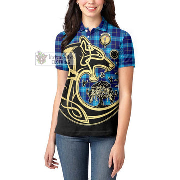 McKerrell Tartan Women's Polo Shirt with Family Crest Celtic Wolf Style