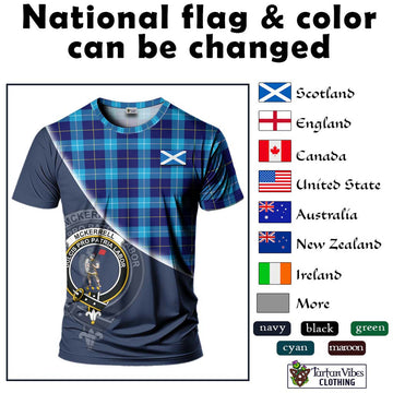 McKerrell Tartan T-Shirt with Personalised National Flag and Family Crest Half Style - Tartan Vibes Clothing