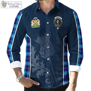 McKerrell Tartan Long Sleeve Button Up Shirt with Family Crest and Scottish Thistle Vibes Sport Style - Tartan Vibes Clothing