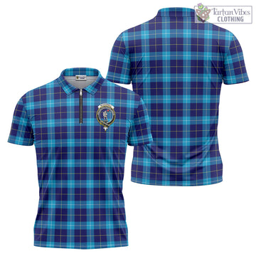 McKerrell Tartan Zipper Polo Shirt with Family Crest