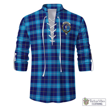 McKerrell Tartan Men's Scottish Traditional Jacobite Ghillie Kilt Shirt with Family Crest - Tartan Vibes Clothing