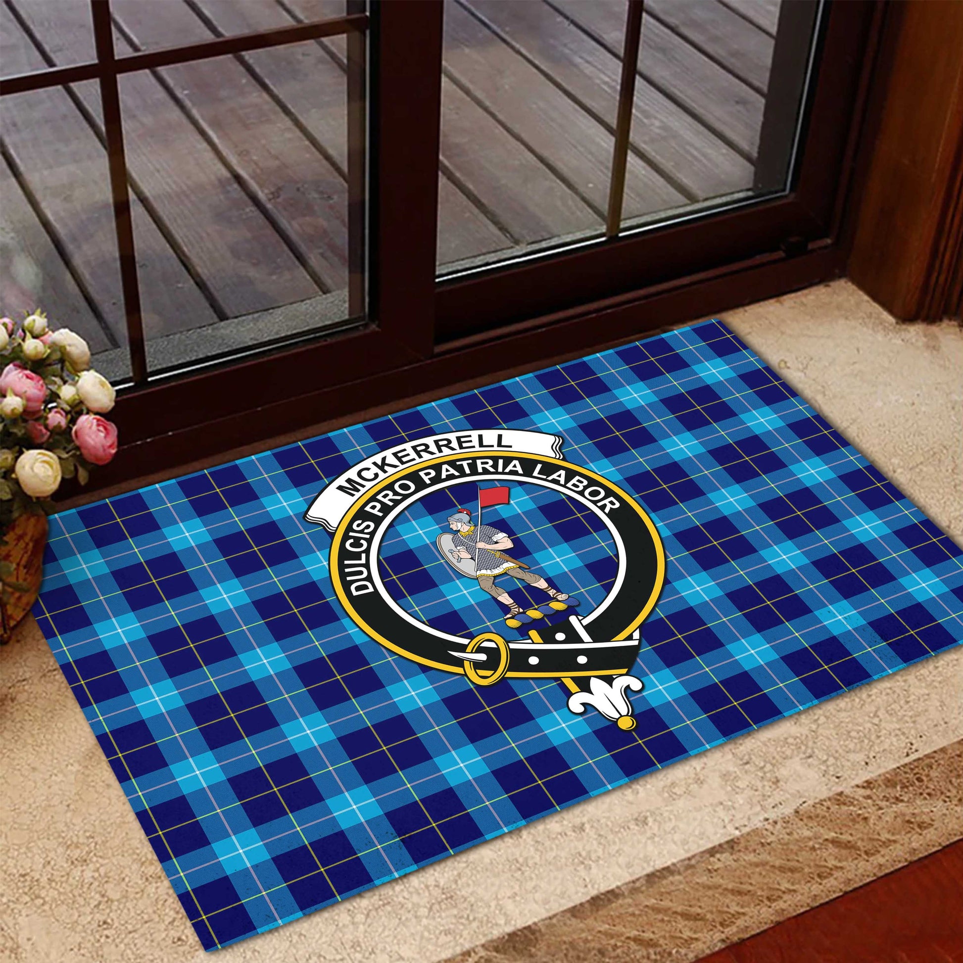 McKerrell Tartan Rubber Doormat with Family Crest - Tartan Vibes Clothing