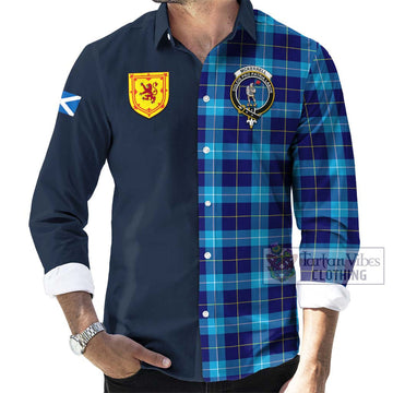 McKerrell Tartan Long Sleeve Button Shirt Alba with Scottish Lion Royal Arm Half Style Men's Shirt - Tartan Vibes Clothing