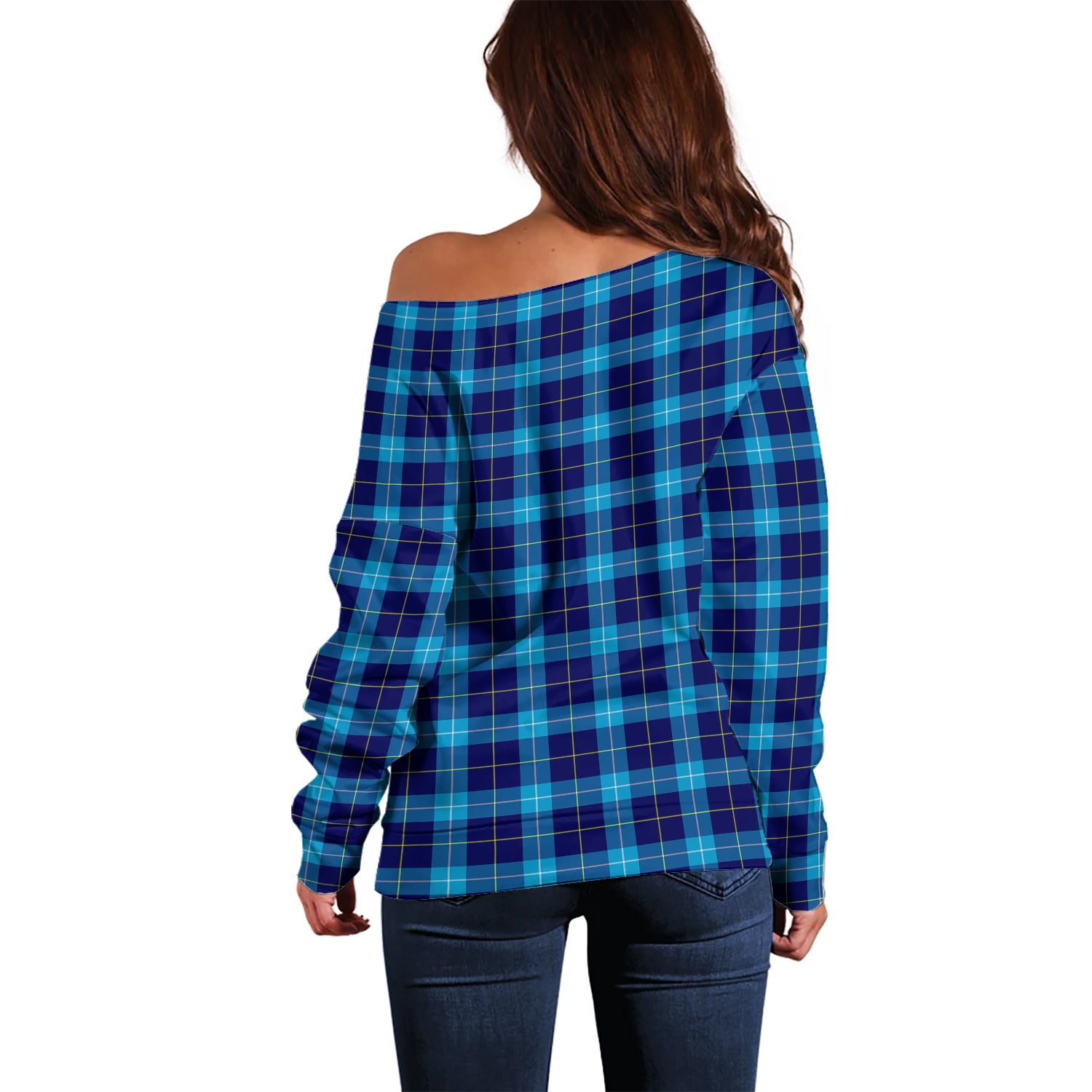McKerrell Tartan Off Shoulder Women Sweater with Family Crest - Tartan Vibes Clothing