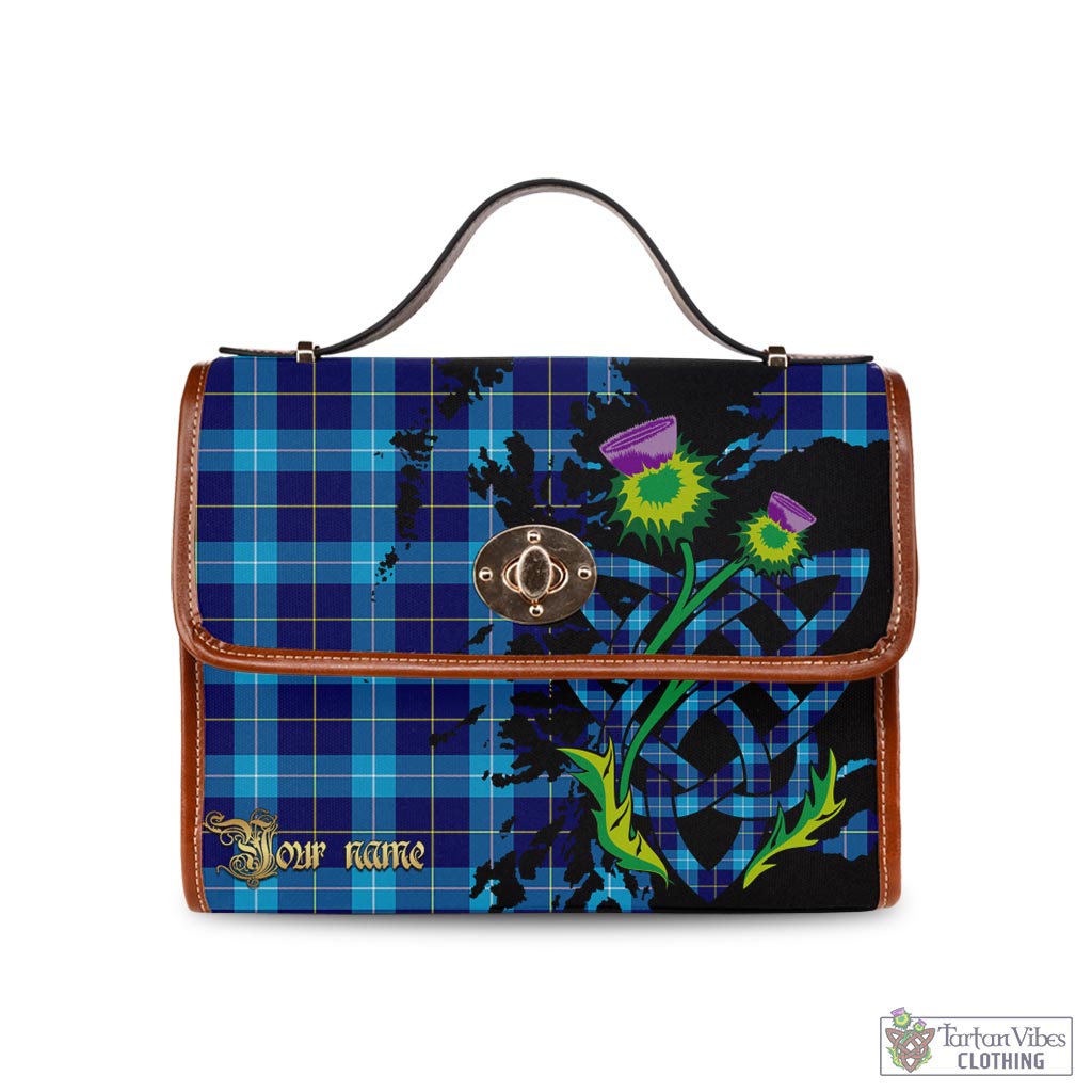 Tartan Vibes Clothing McKerrell Tartan Waterproof Canvas Bag with Scotland Map and Thistle Celtic Accents