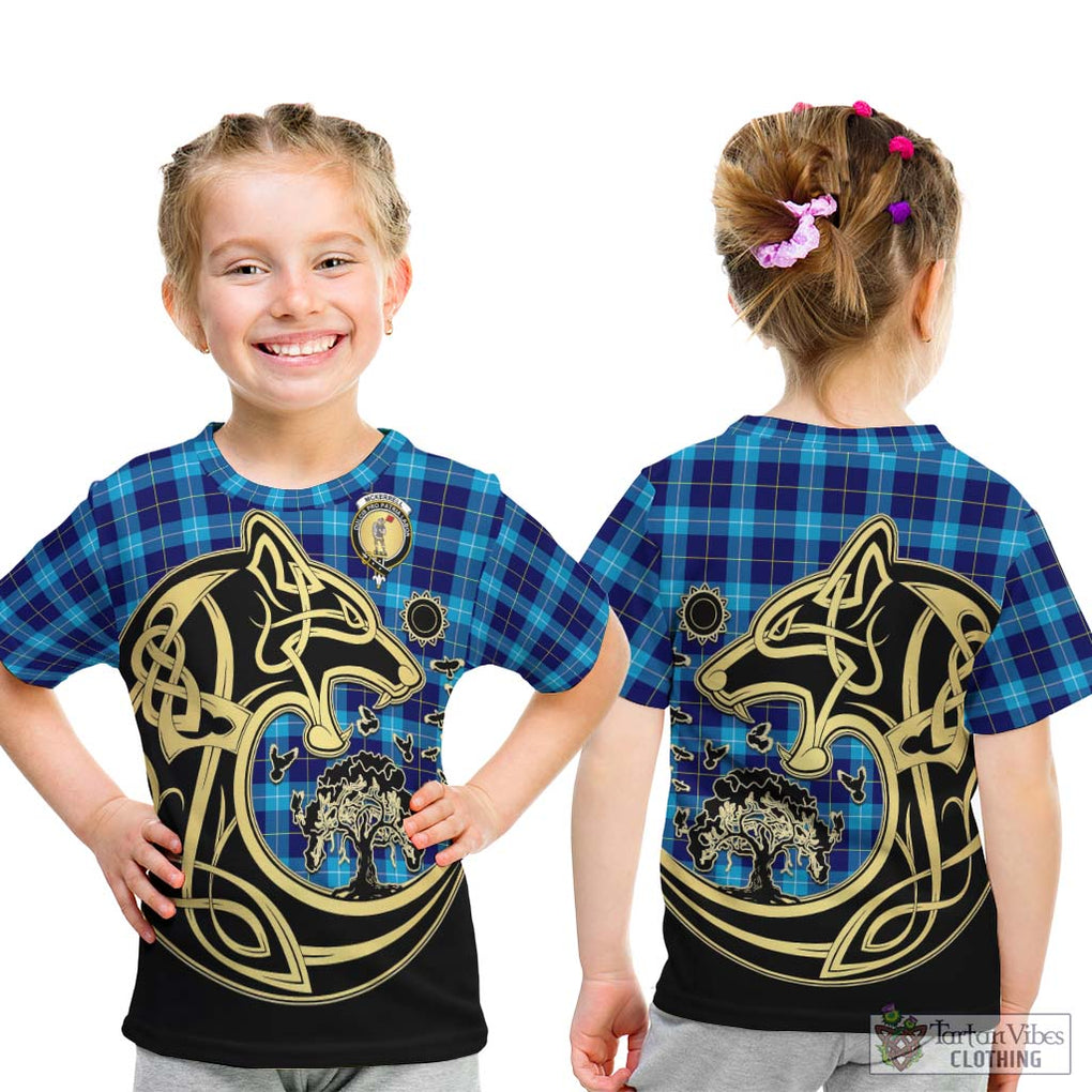 McKerrell Tartan Kid T-Shirt with Family Crest Celtic Wolf Style - Tartan Vibes Clothing