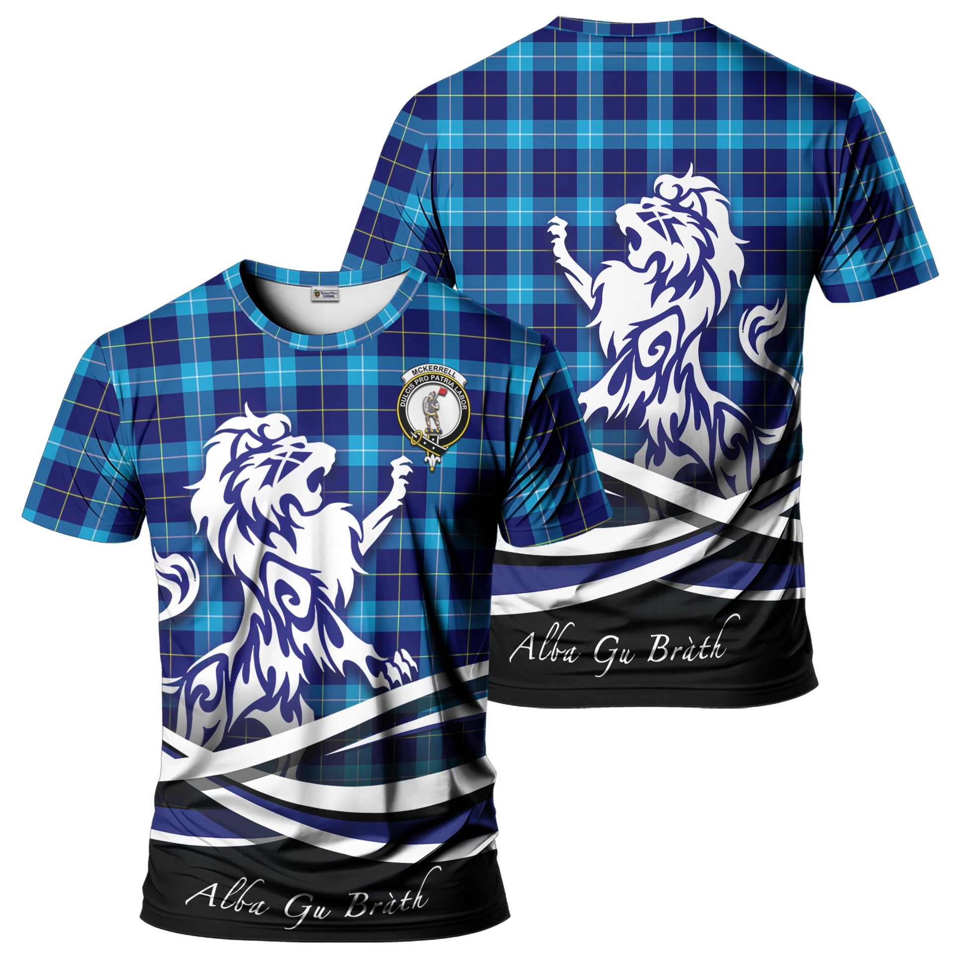 McKerrell Tartan T-Shirt with Alba Gu Brath Regal Lion Emblem - Tartan Vibes Clothing