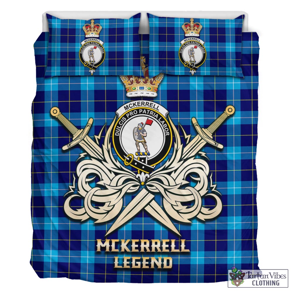Tartan Vibes Clothing McKerrell Tartan Bedding Set with Clan Crest and the Golden Sword of Courageous Legacy