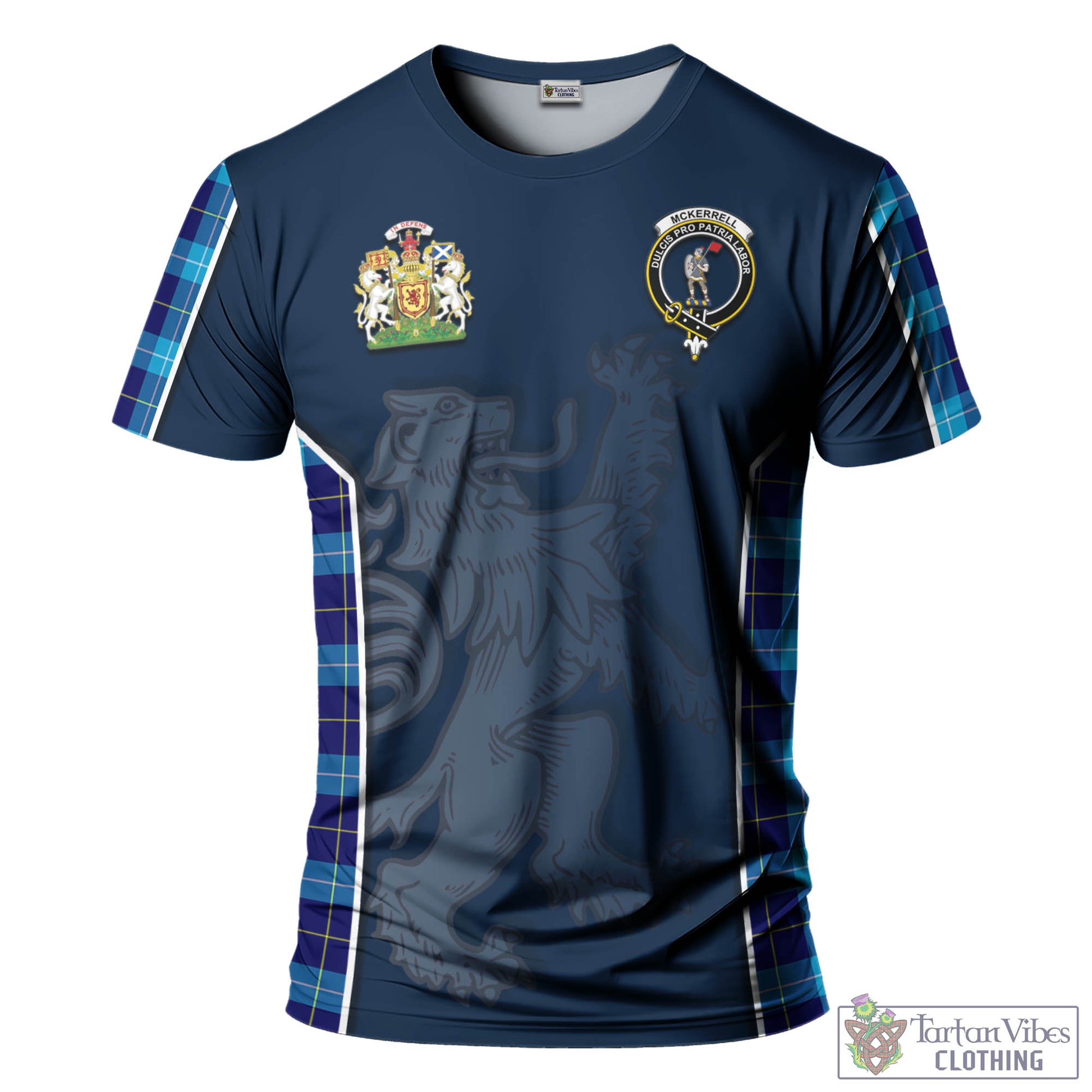 Tartan Vibes Clothing McKerrell Tartan T-Shirt with Family Crest and Lion Rampant Vibes Sport Style