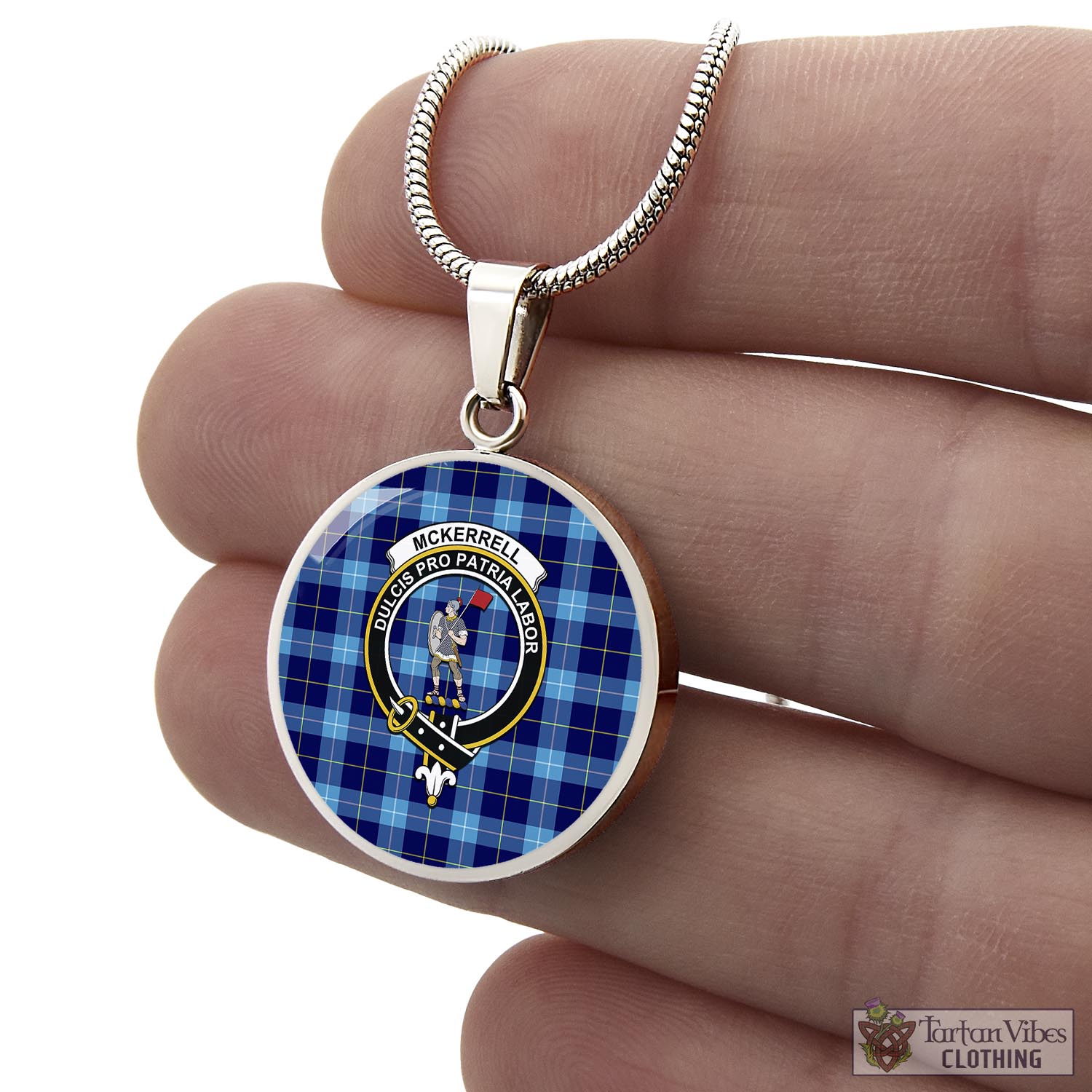 McKerrell Tartan Circle Necklace with Family Crest - Tartan Vibes Clothing