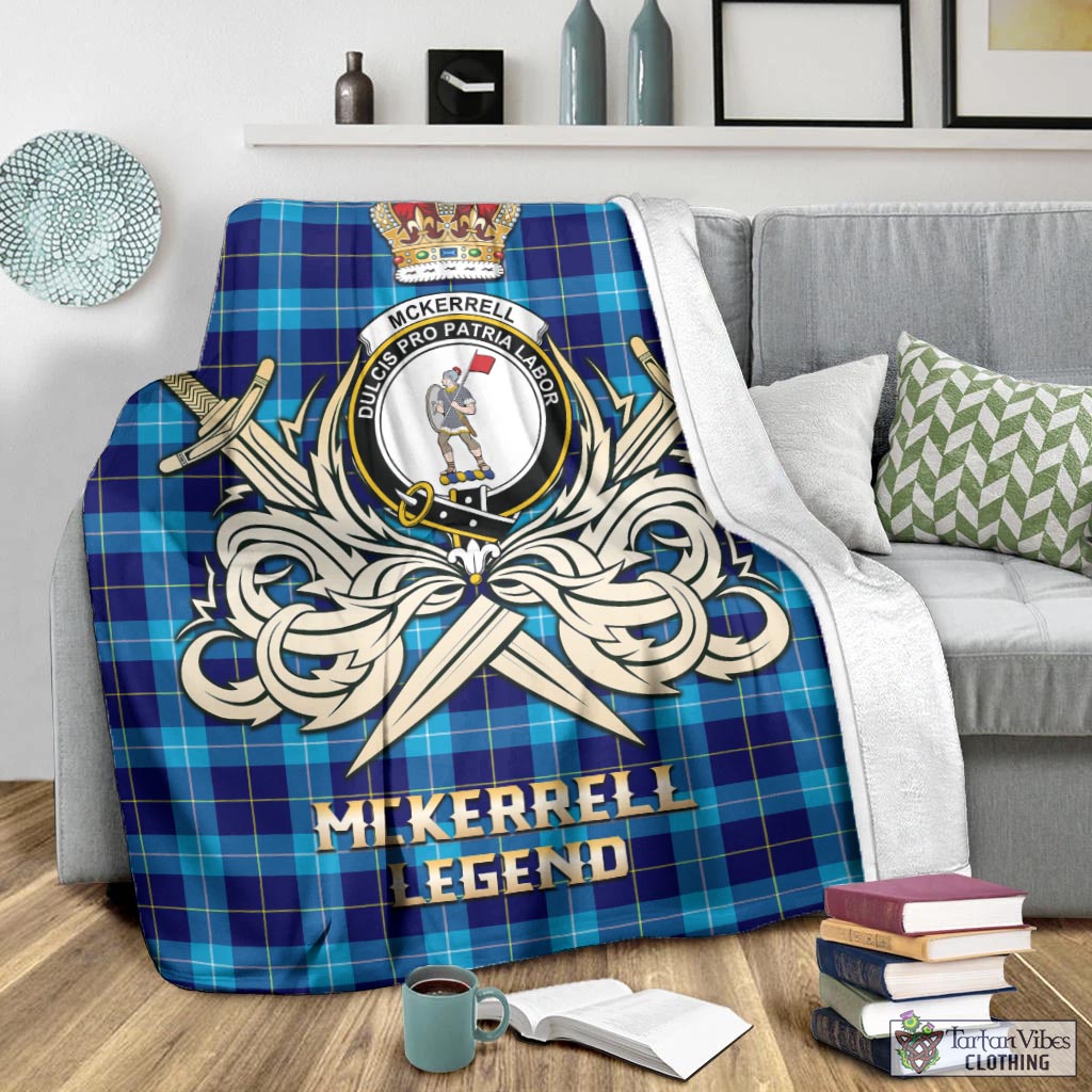 McKerrell Tartan Blanket with Clan Crest and the Golden Sword of Courageous Legacy - Tartan Vibes Clothing