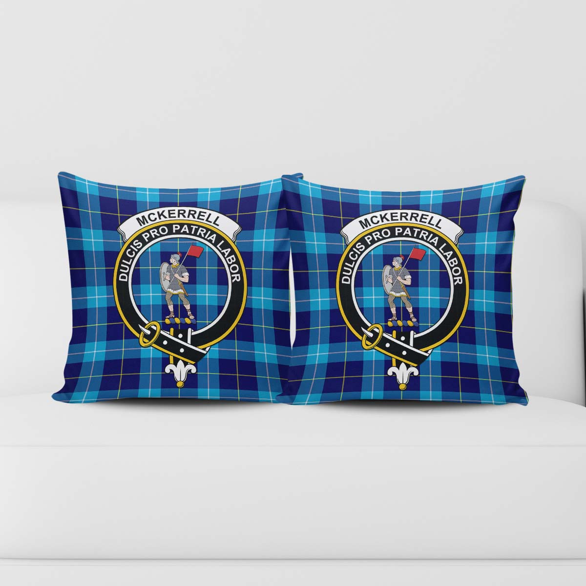 McKerrell Tartan Pillow Cover with Family Crest - Tartan Vibes Clothing