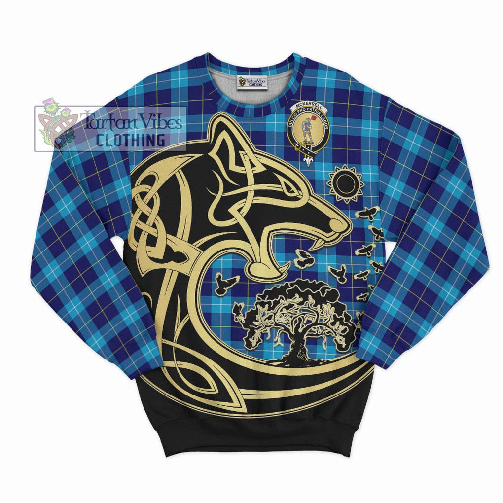 McKerrell Tartan Sweatshirt with Family Crest Celtic Wolf Style - Tartan Vibes Clothing