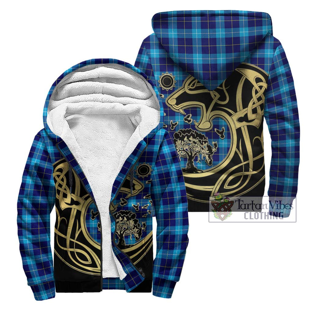 McKerrell Tartan Sherpa Hoodie with Family Crest Celtic Wolf Style Unisex - Tartan Vibes Clothing