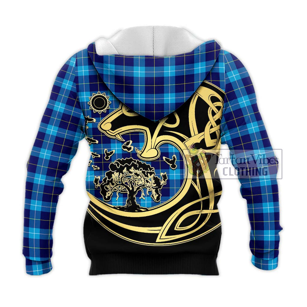 McKerrell Tartan Knitted Hoodie with Family Crest Celtic Wolf Style - Tartan Vibes Clothing