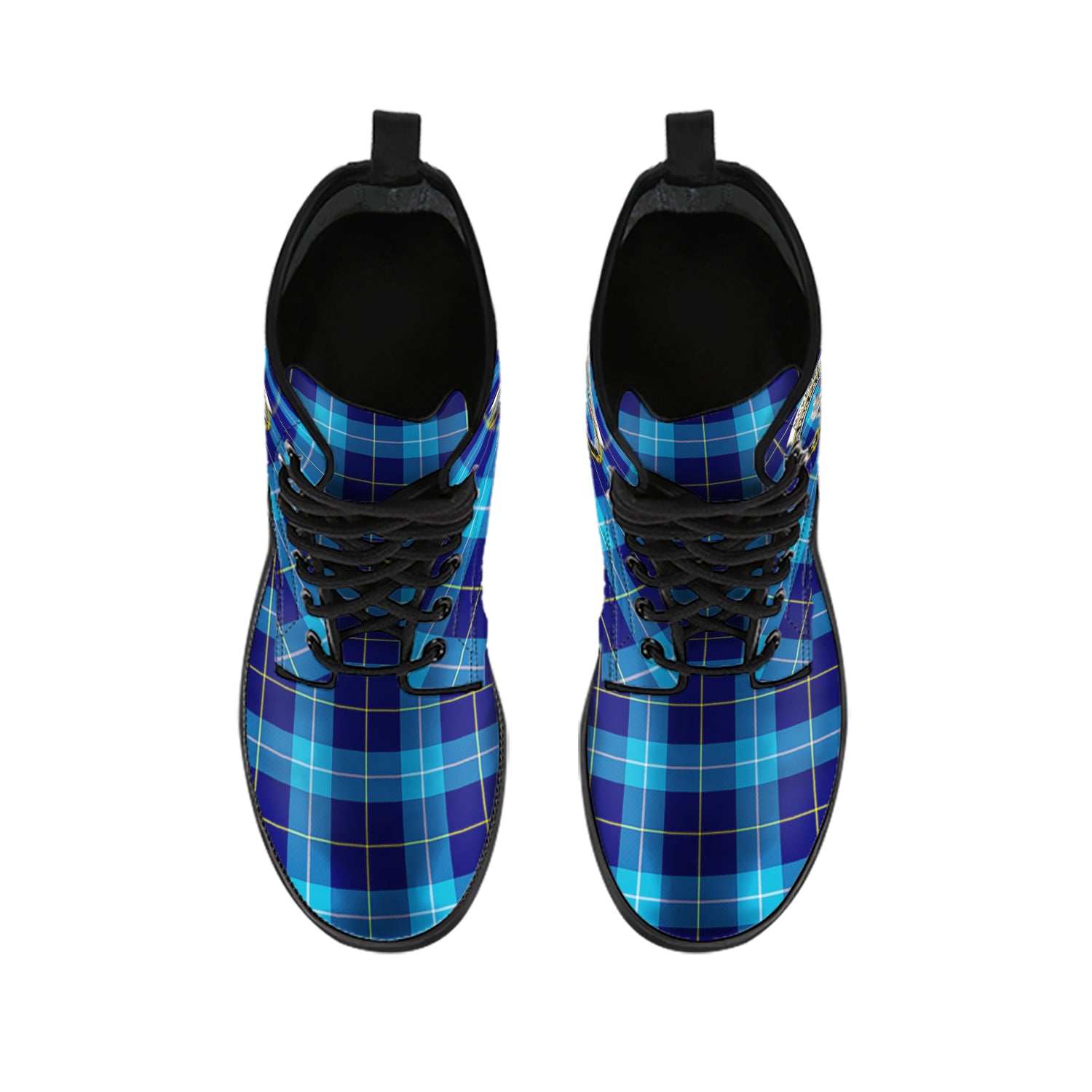 McKerrell Tartan Leather Boots with Family Crest - Tartan Vibes Clothing