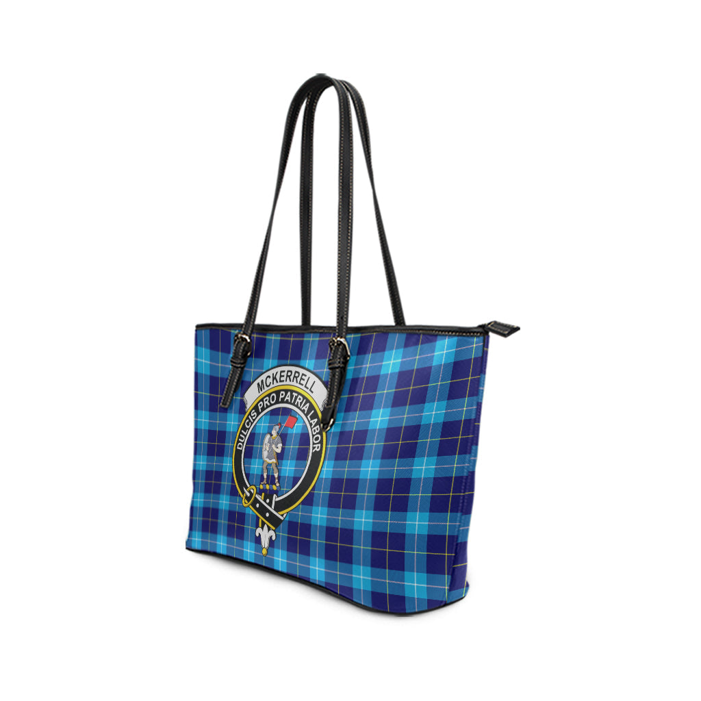 McKerrell Tartan Leather Tote Bag with Family Crest - Tartan Vibes Clothing