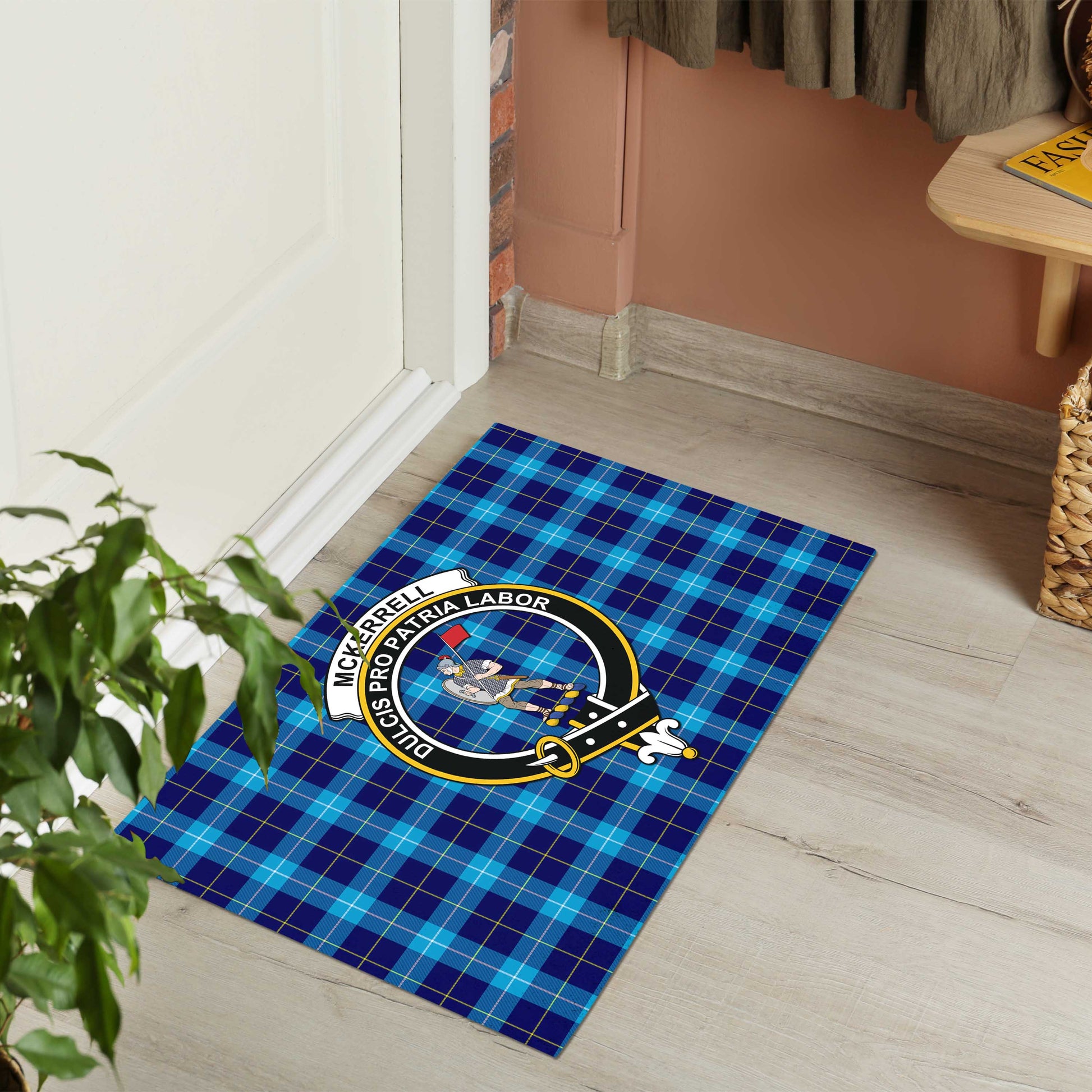 McKerrell Tartan Rubber Doormat with Family Crest - Tartan Vibes Clothing