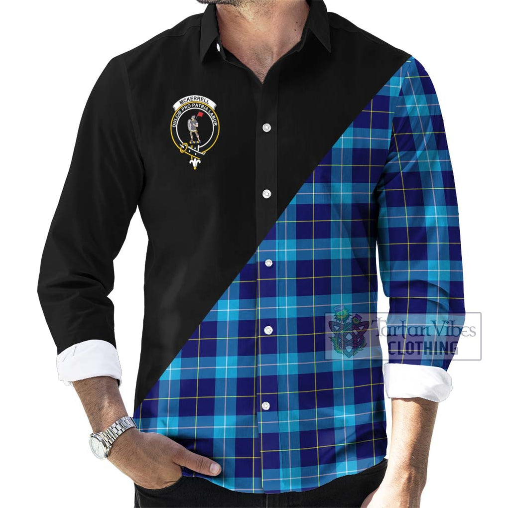 McKerrell Tartan Long Sleeve Button Shirt with Family Crest and Military Logo Style - Tartanvibesclothing Shop