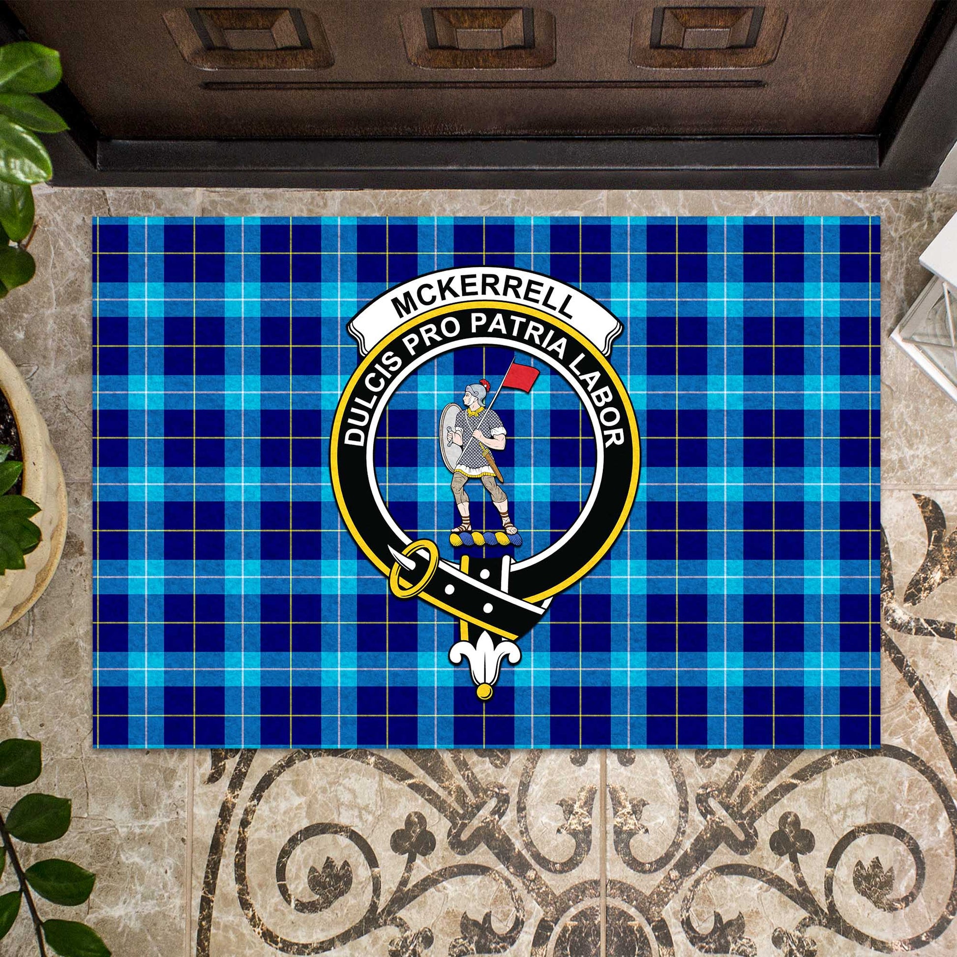 McKerrell Tartan Rubber Doormat with Family Crest - Tartan Vibes Clothing