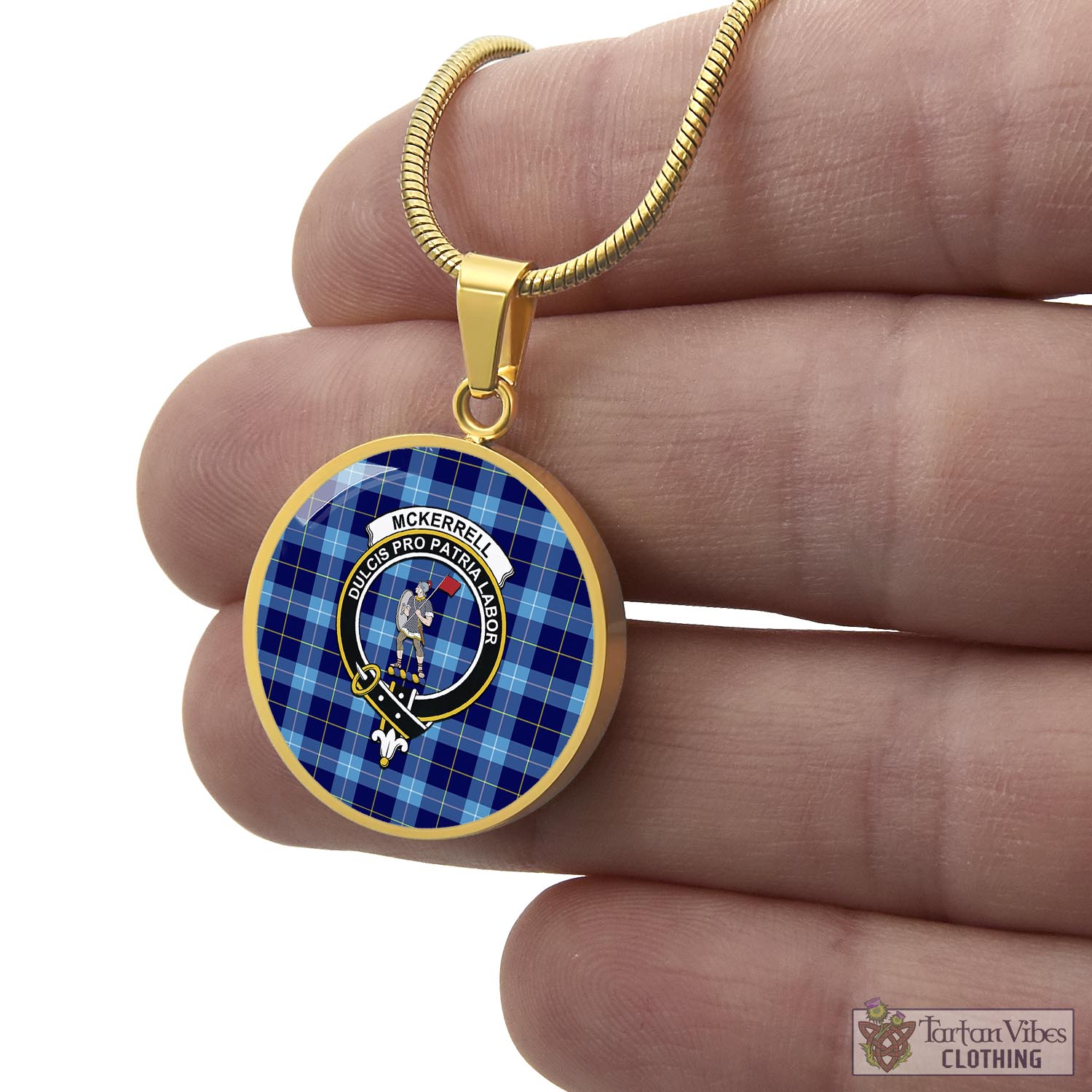 McKerrell Tartan Circle Necklace with Family Crest - Tartan Vibes Clothing