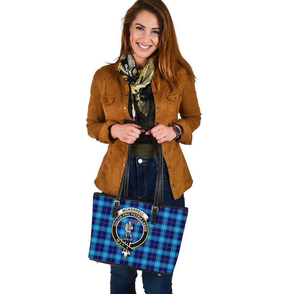 McKerrell Tartan Leather Tote Bag with Family Crest - Tartan Vibes Clothing