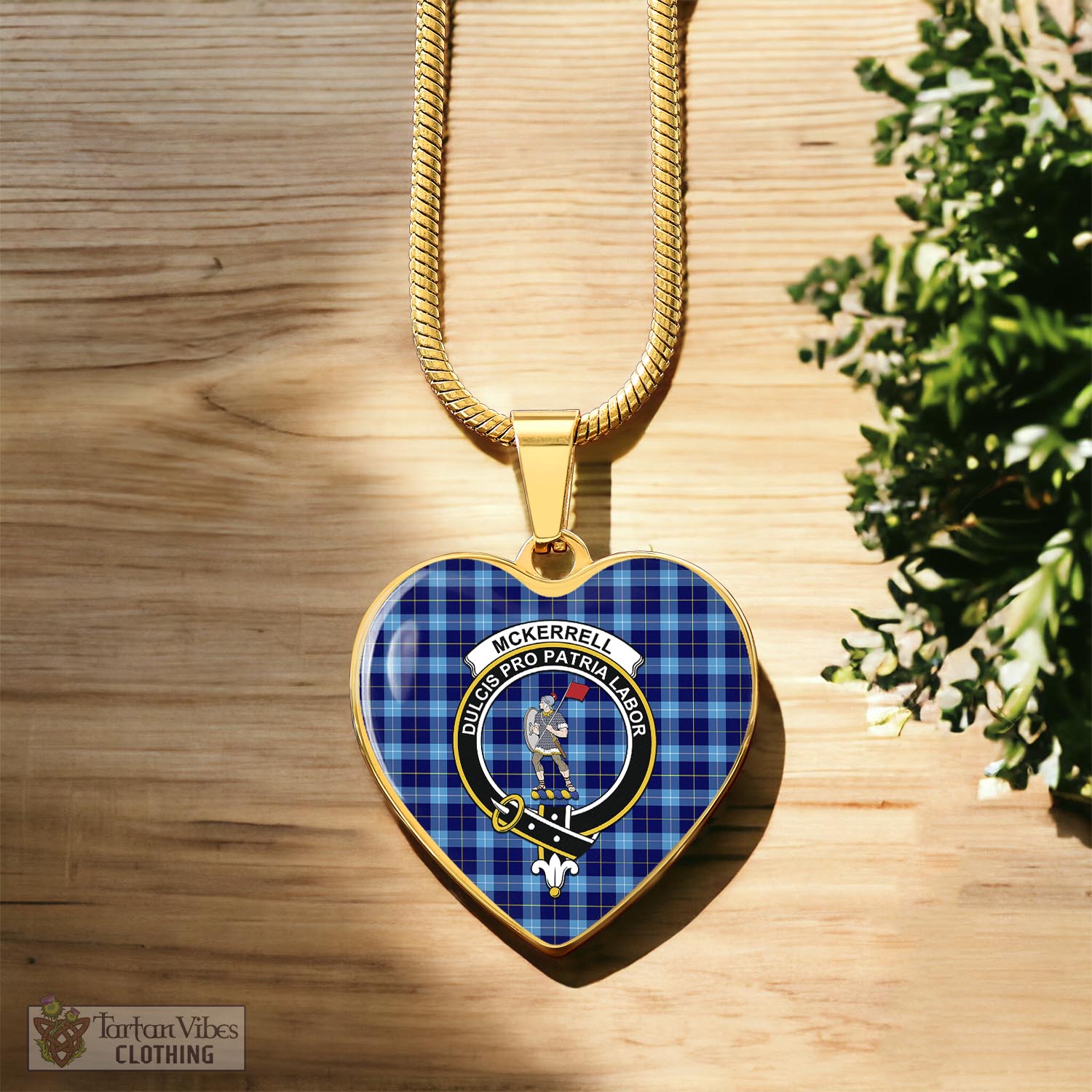 McKerrell Tartan Heart Necklace with Family Crest Luxury Necklace (Gold) No - Tartan Vibes Clothing