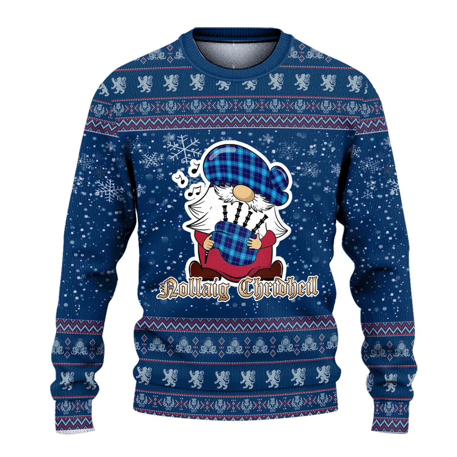 McKerrell Clan Christmas Family Knitted Sweater with Funny Gnome Playing Bagpipes - Tartanvibesclothing