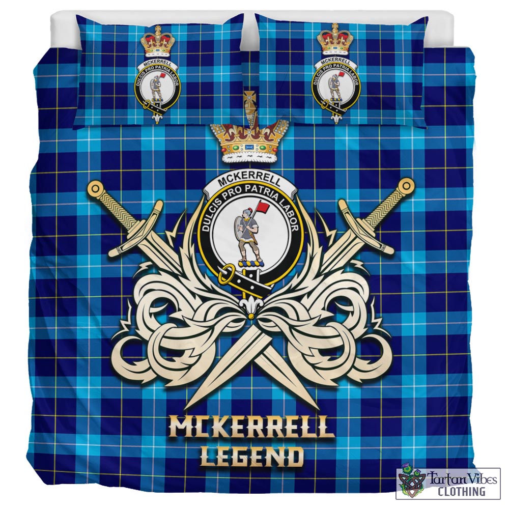 Tartan Vibes Clothing McKerrell Tartan Bedding Set with Clan Crest and the Golden Sword of Courageous Legacy