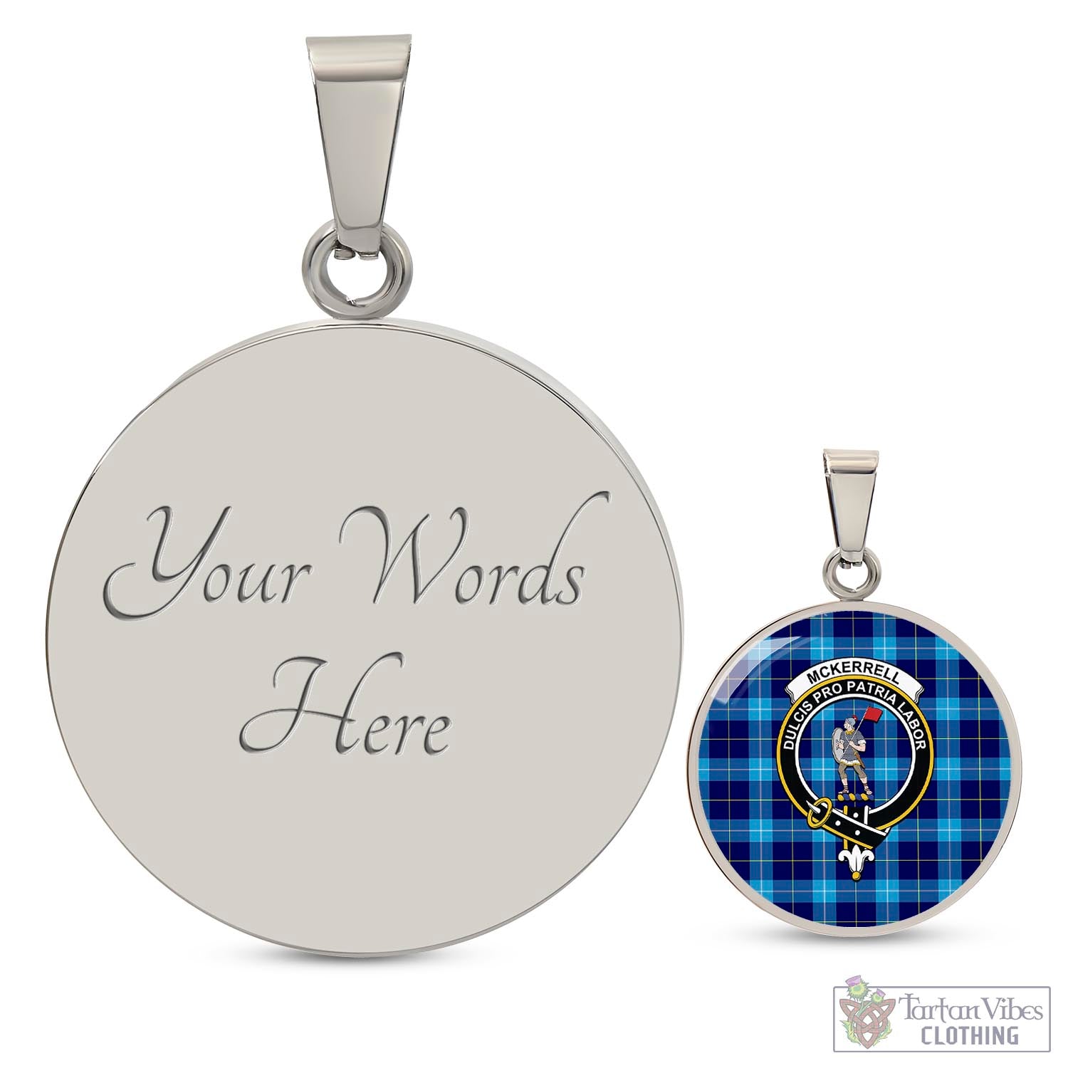 McKerrell Tartan Circle Necklace with Family Crest Luxury Necklace (Silver) Yes - Tartan Vibes Clothing