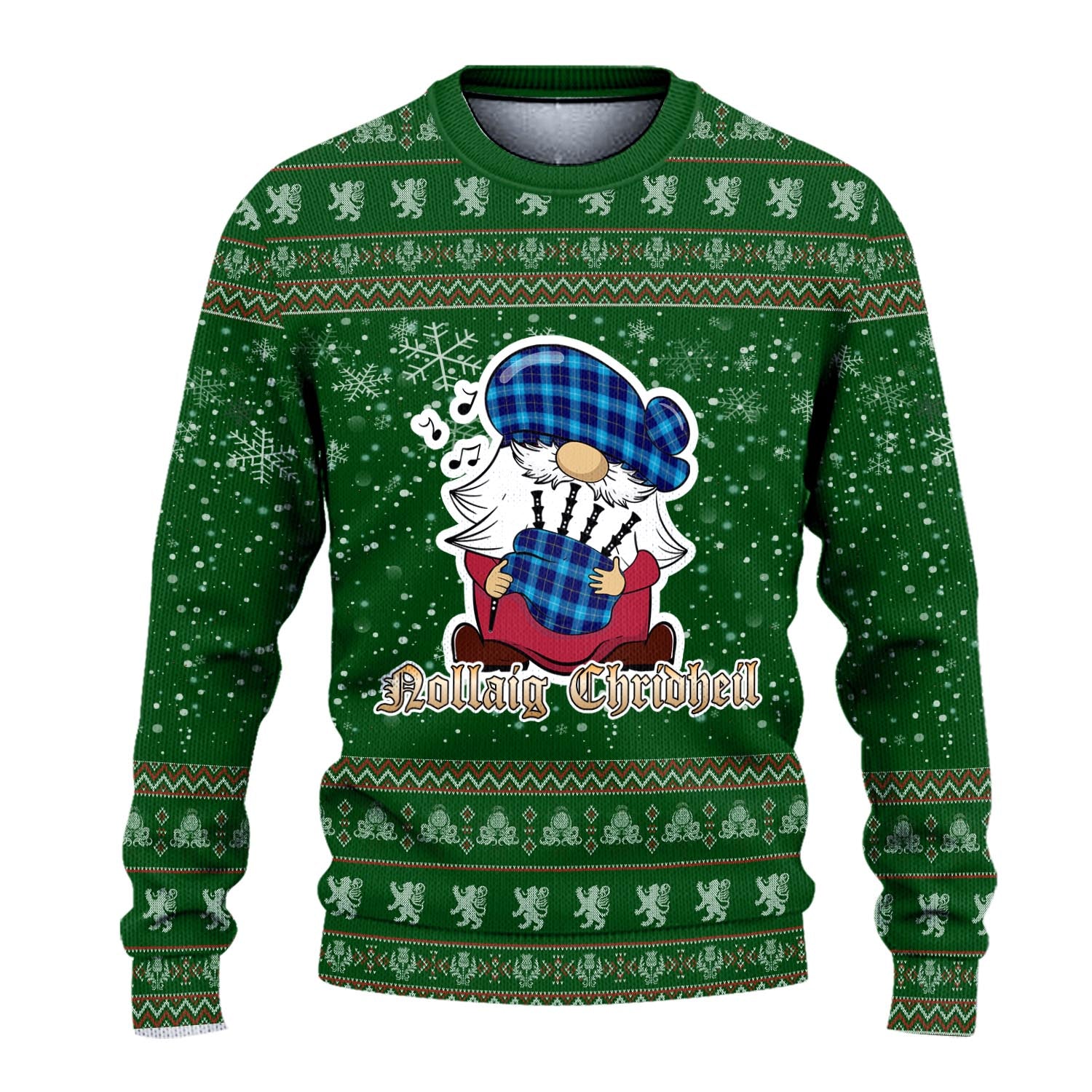 McKerrell Clan Christmas Family Knitted Sweater with Funny Gnome Playing Bagpipes - Tartanvibesclothing