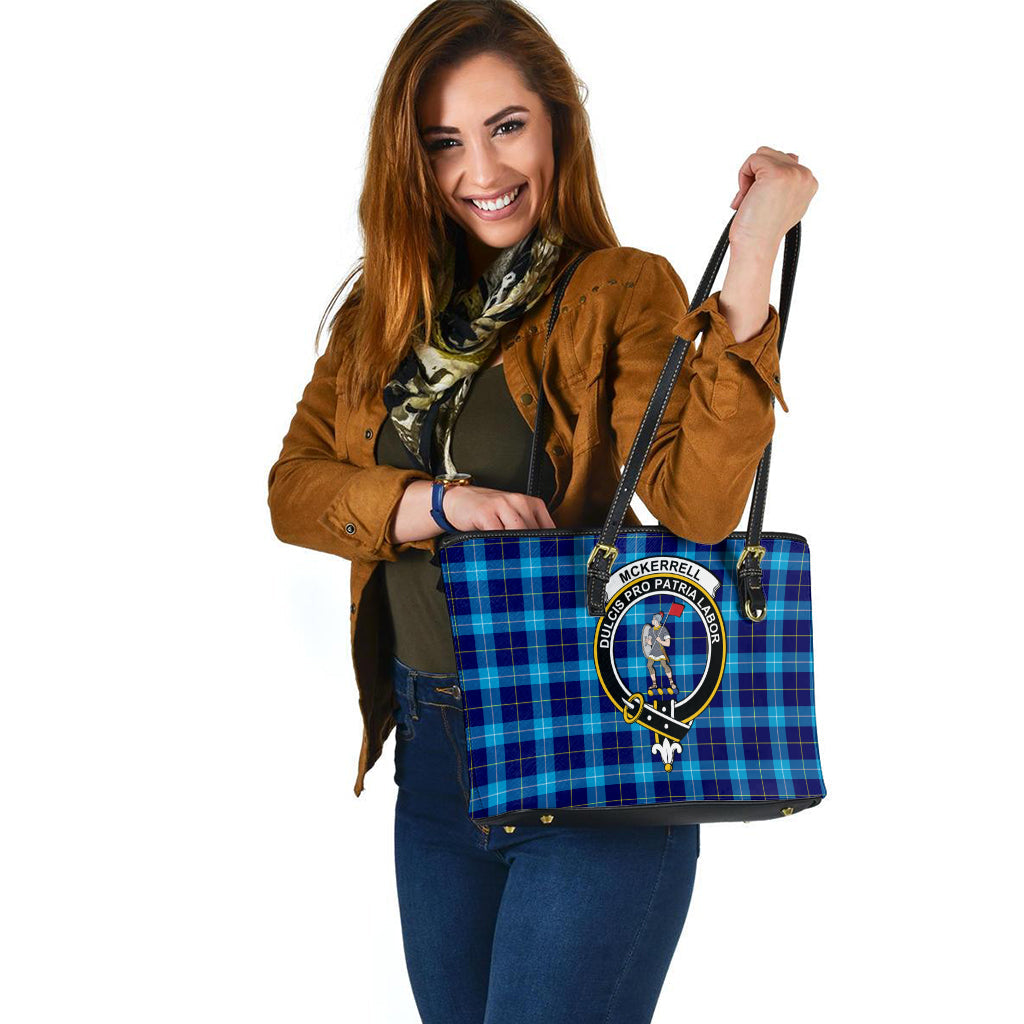 McKerrell Tartan Leather Tote Bag with Family Crest - Tartan Vibes Clothing