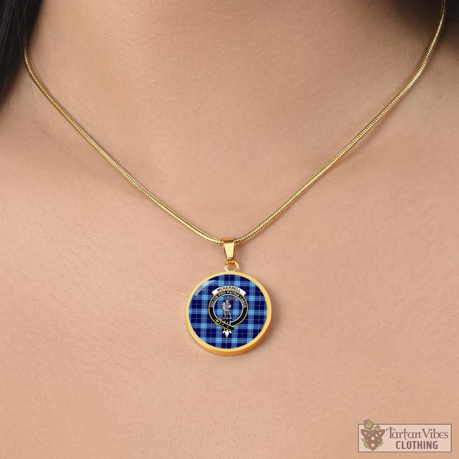 McKerrell Tartan Circle Necklace with Family Crest - Tartan Vibes Clothing