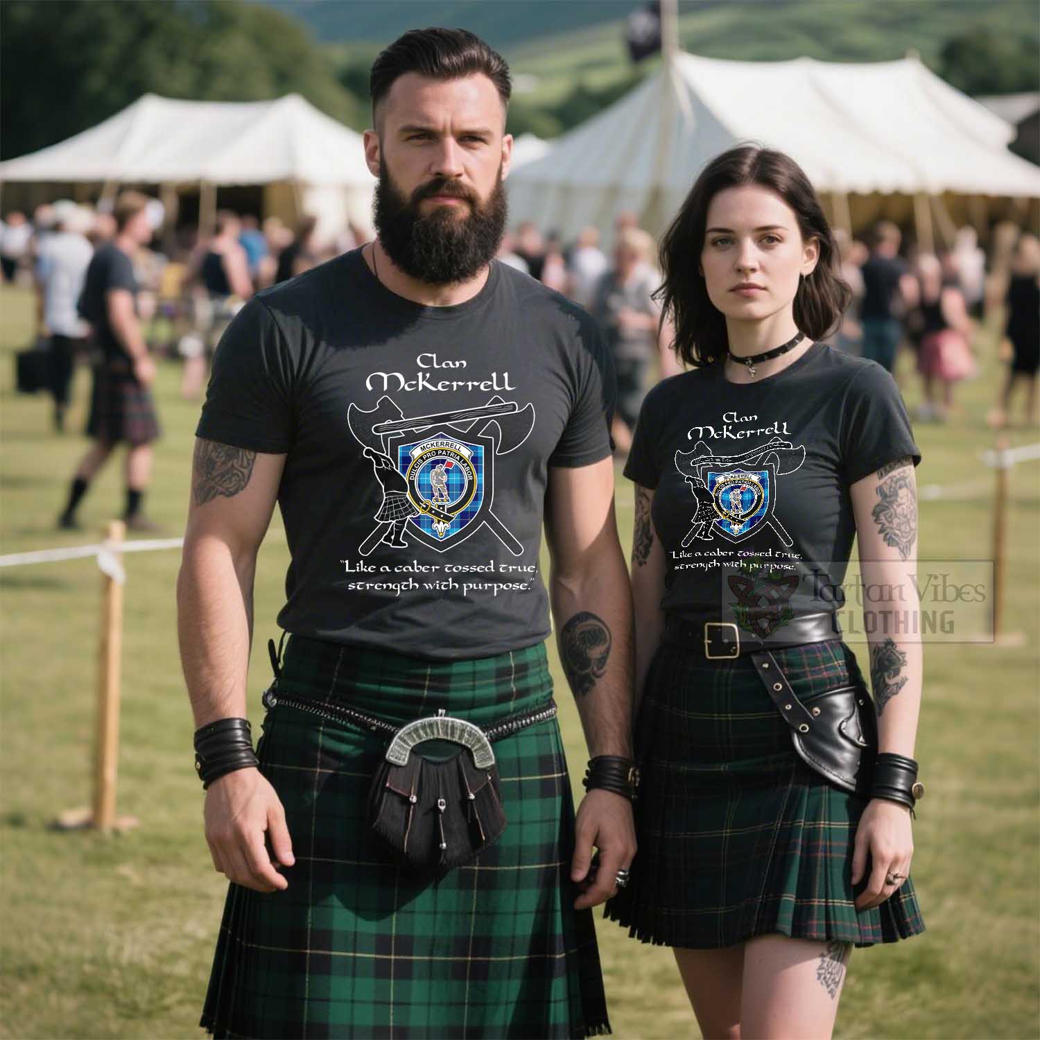 McKerrell Clan Crest Highland Game T Shirt Strength With Purpose Style - Tartan Vibes Clothing