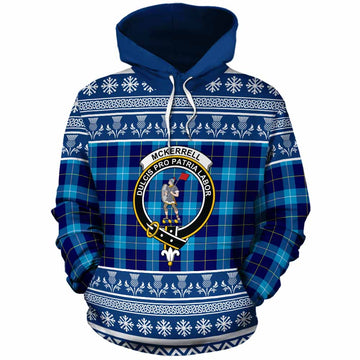 McKerrell Clan Tartan Christmas Cotton Hoodie with Family Crest