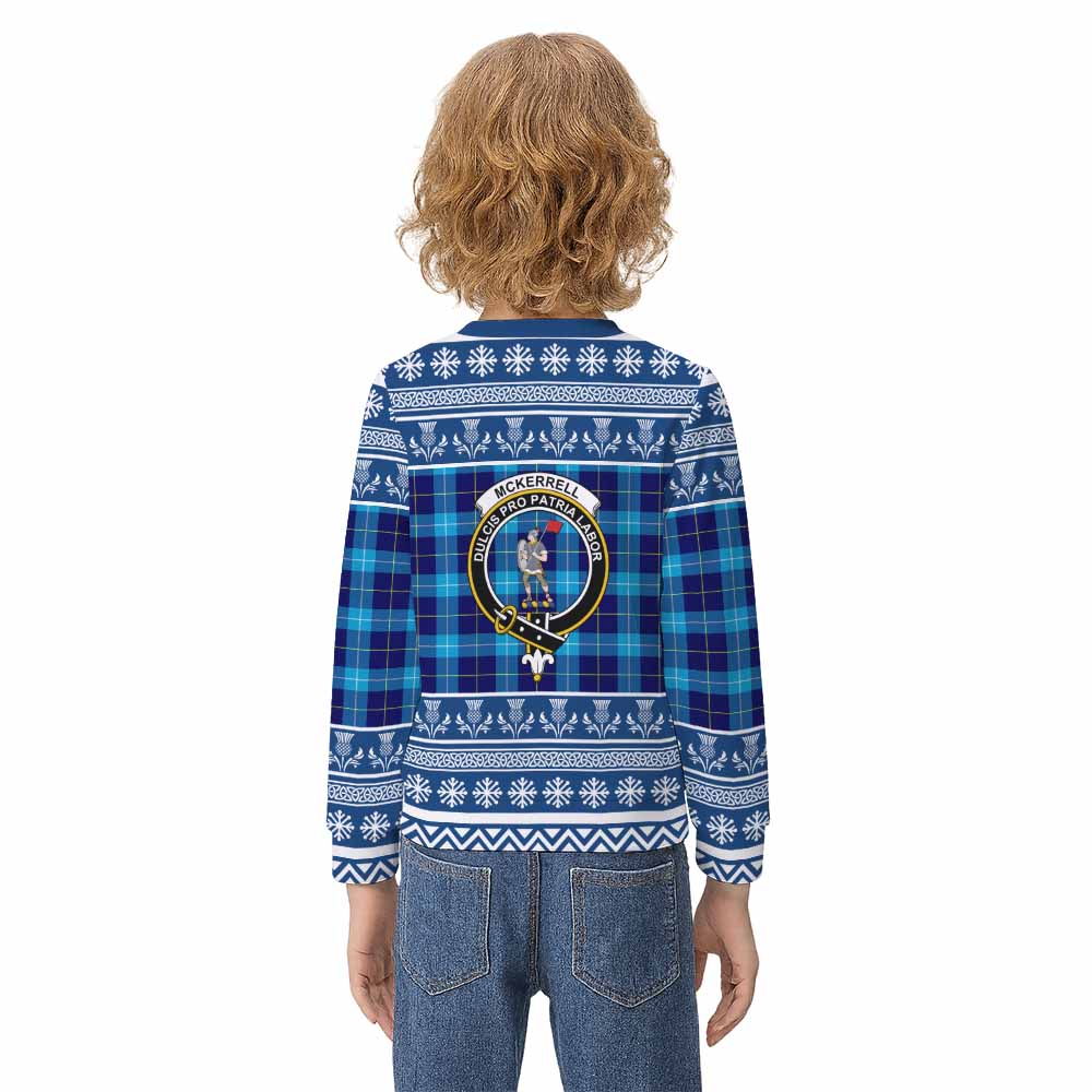McKerrell Clan Tartan Christmas Kid Ugly Sweatshirt with Family Crest - Tartan Vibes Clothing