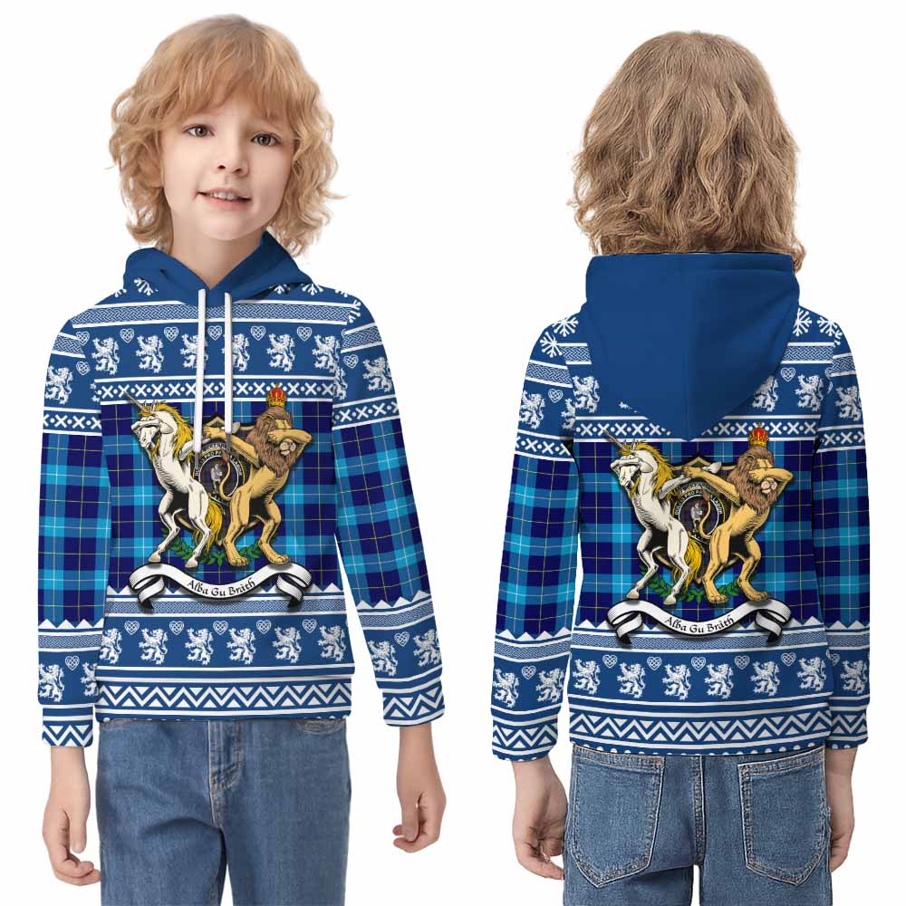 McKerrell Clan Tartan Crest Christmas Kid Hoodie Coat of Arms Funny Style - Tartan Vibes Clothing