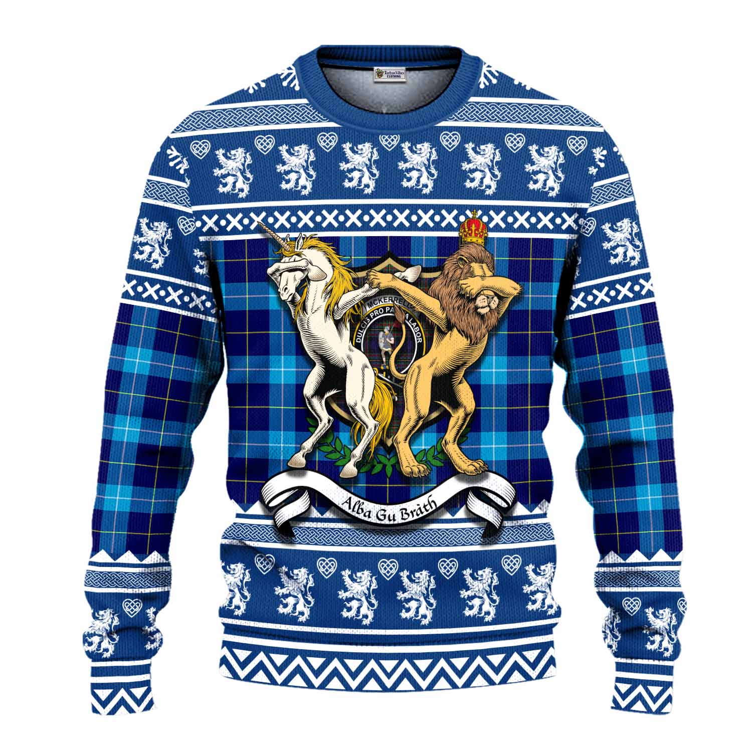 McKerrell Clan Tartan Crest Christmas Ugly Sweater Coat of Arms Funny Style - Tartan Vibes Clothing