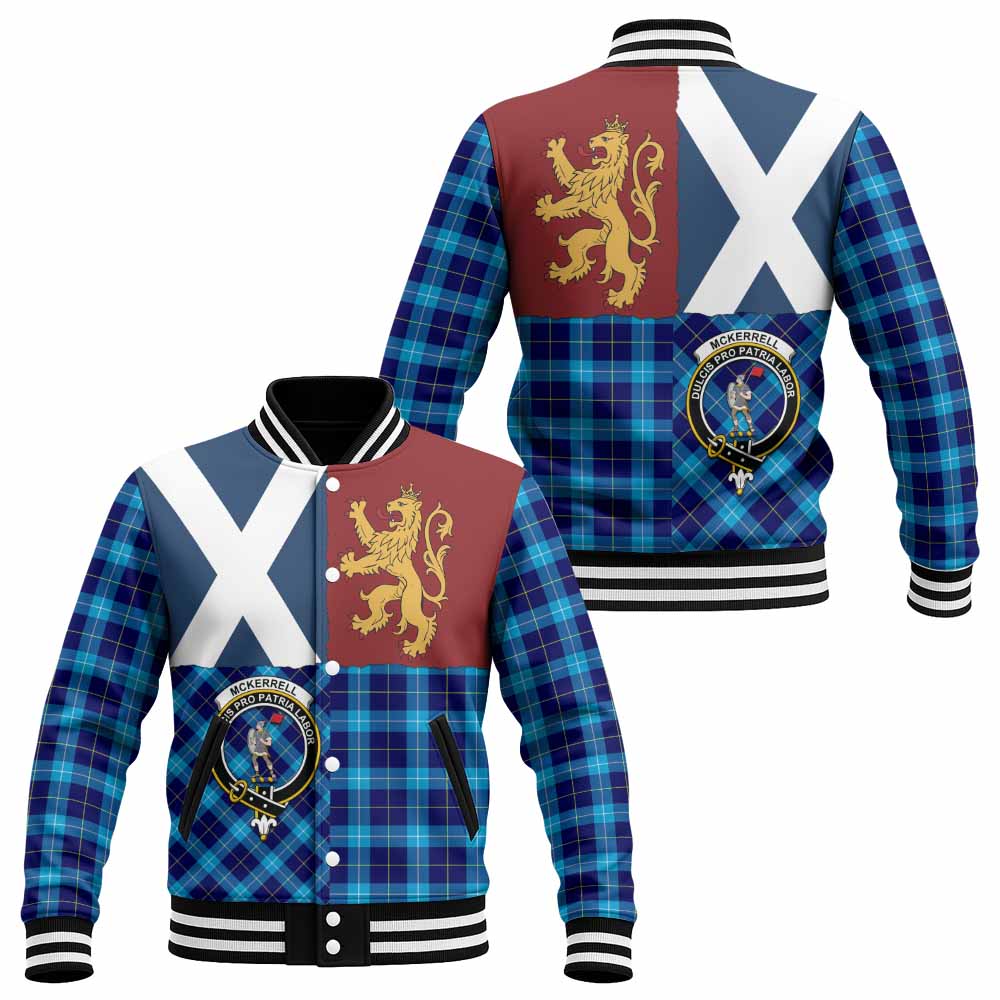 McKerrell Crest Tartan Baseball Jacket with Lion Rampant Saltire Style