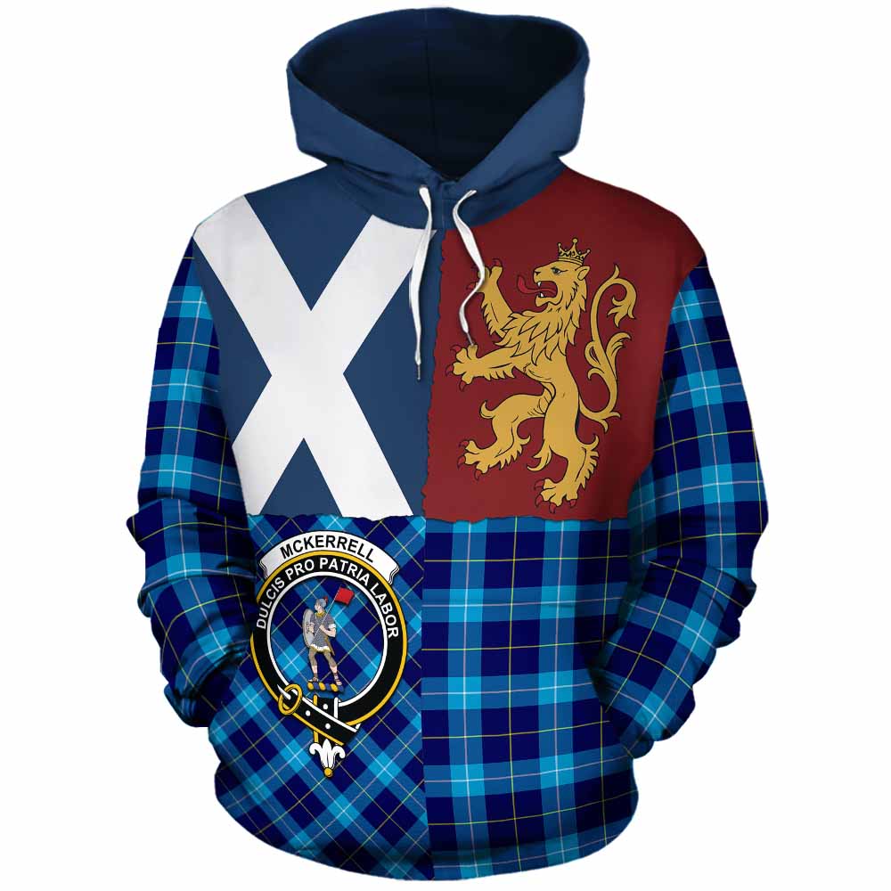 McKerrell Crest Tartan Cotton Hoodie with Lion Rampant Saltire Style - Tartan Vibes Clothing