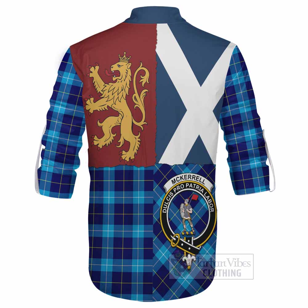 McKerrell Crest Tartan Ghillie Shirt with Lion Rampant Saltire Style - Tartan Vibes Clothing