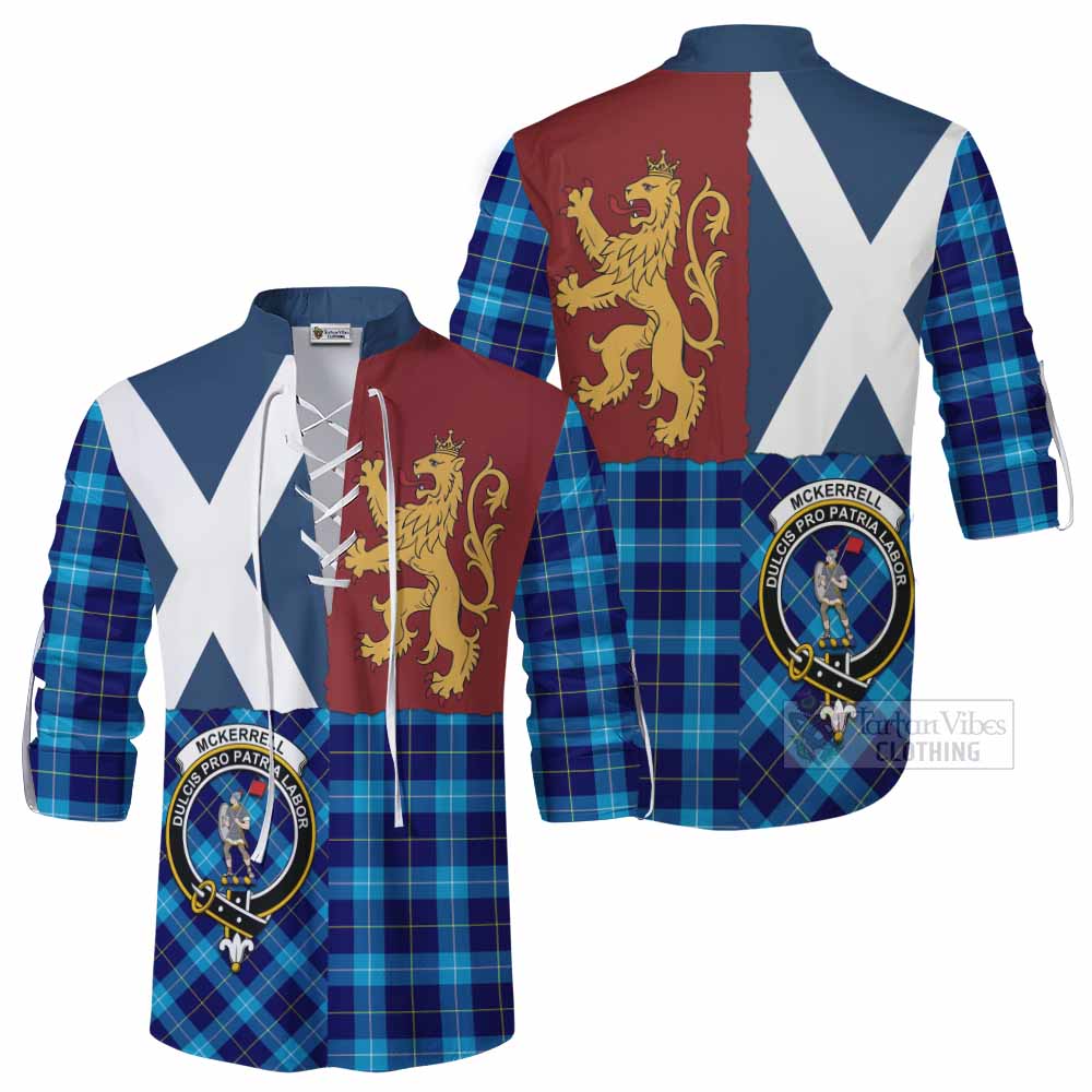 McKerrell Crest Tartan Ghillie Shirt with Lion Rampant Saltire Style - Tartan Vibes Clothing