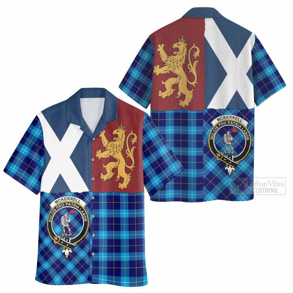McKerrell Crest Tartan Hawaiian Shirt with Lion Rampant Saltire Style