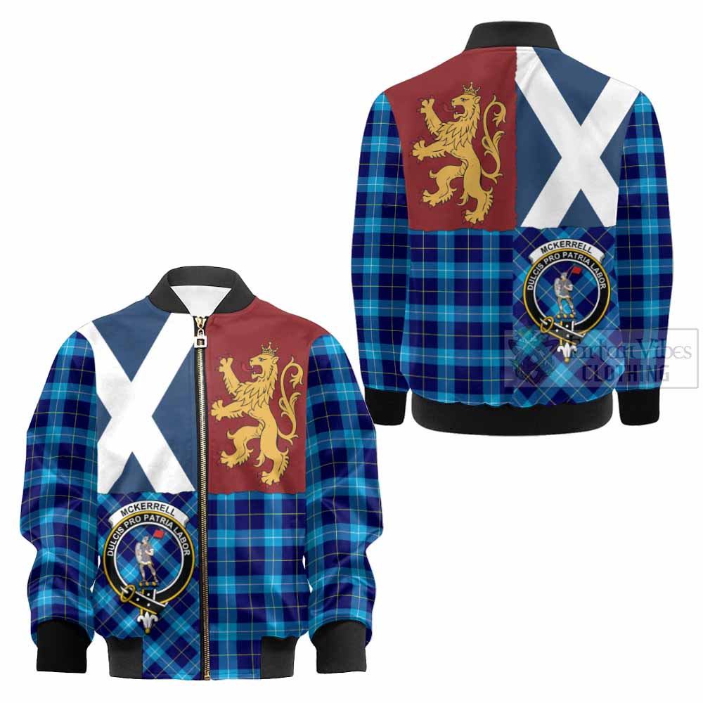 McKerrell Crest Tartan Kid Bomber Jacket with Lion Rampant Saltire Style - Tartan Vibes Clothing
