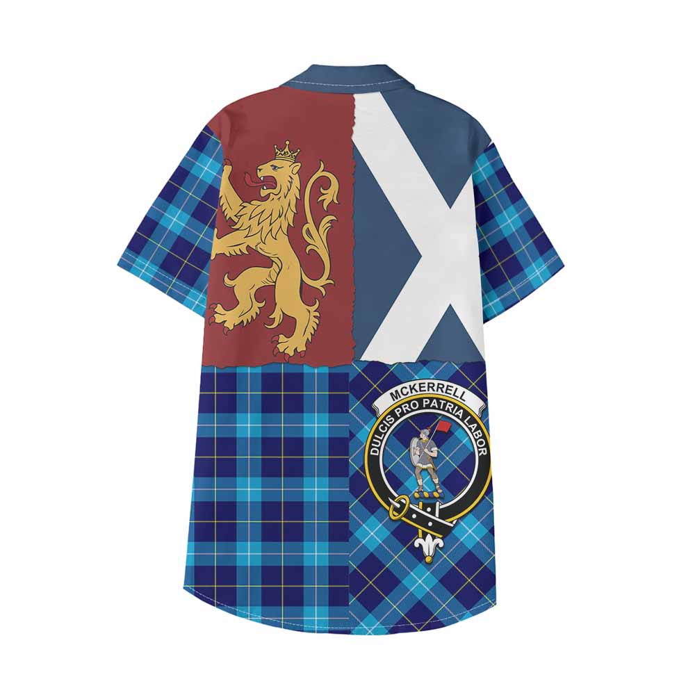 McKerrell Crest Tartan Kid Hawaiian Shirt with Lion Rampant Saltire Style - Tartan Vibes Clothing