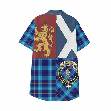 McKerrell Crest Tartan Kid Hawaiian Shirt with Lion Rampant Saltire Style