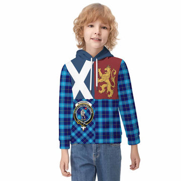 McKerrell Crest Tartan Kid Hoodie with Lion Rampant Saltire Style